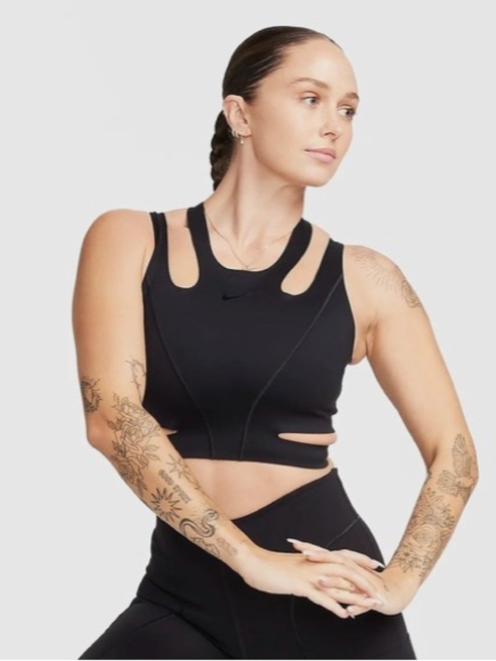 Nike Future Move Black seamless Cutout Sports Crop Tank Size XS